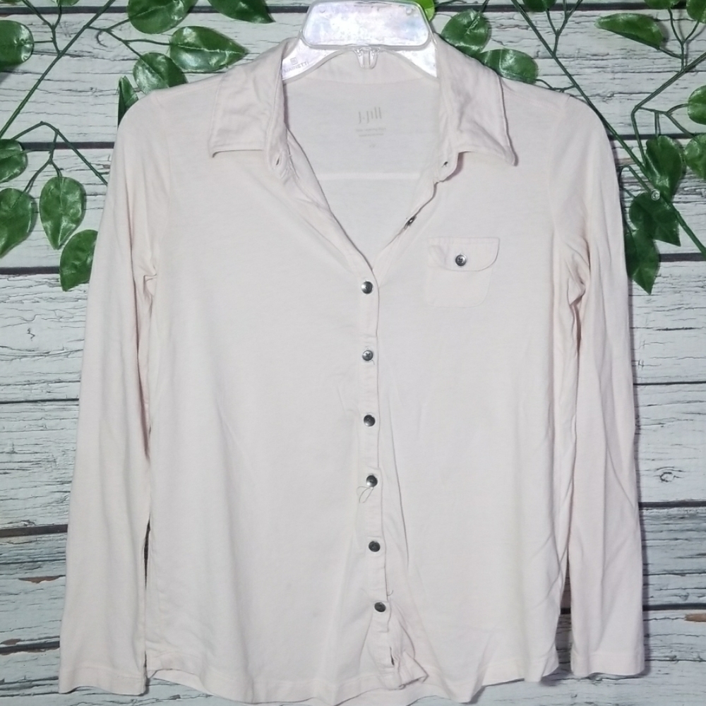 J. Jill soft pink button down long sleeve shirt XS